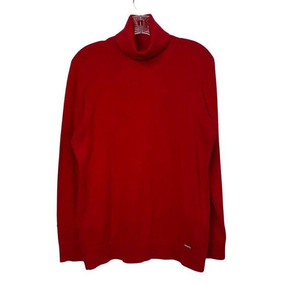 Tommy Hilfiger Women's Red Cotton Turtleneck with Four Button Cuffs, Size Large - Picture 6 of 12